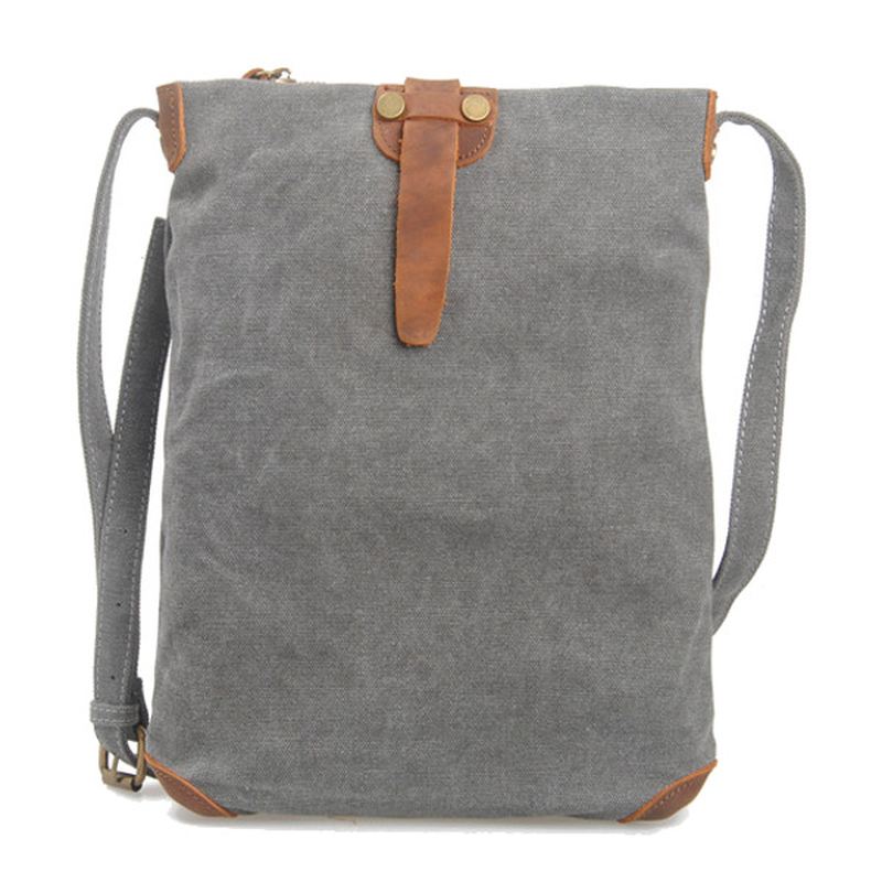 Retro Lærred Messenger Tasker I Ægte Læder Casual Skuldertasker Crossbody Tasker