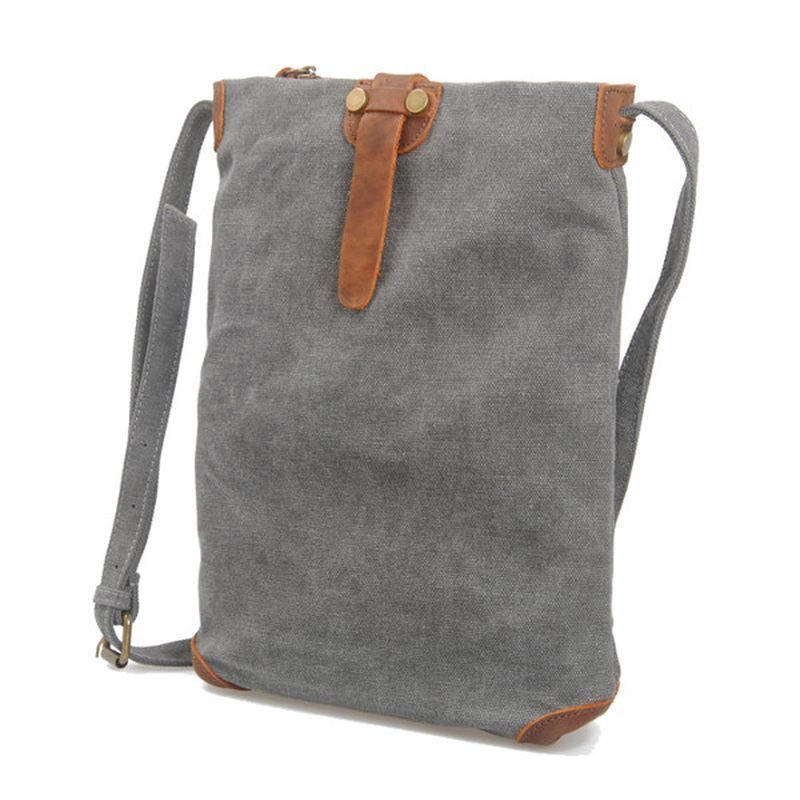 Retro Lærred Messenger Tasker I Ægte Læder Casual Skuldertasker Crossbody Tasker