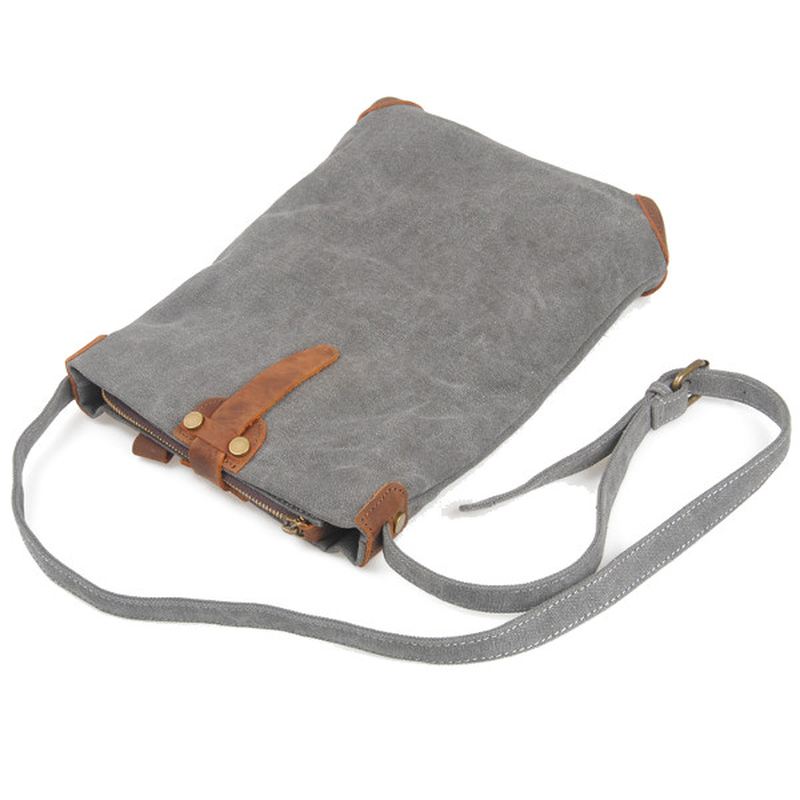 Retro Lærred Messenger Tasker I Ægte Læder Casual Skuldertasker Crossbody Tasker