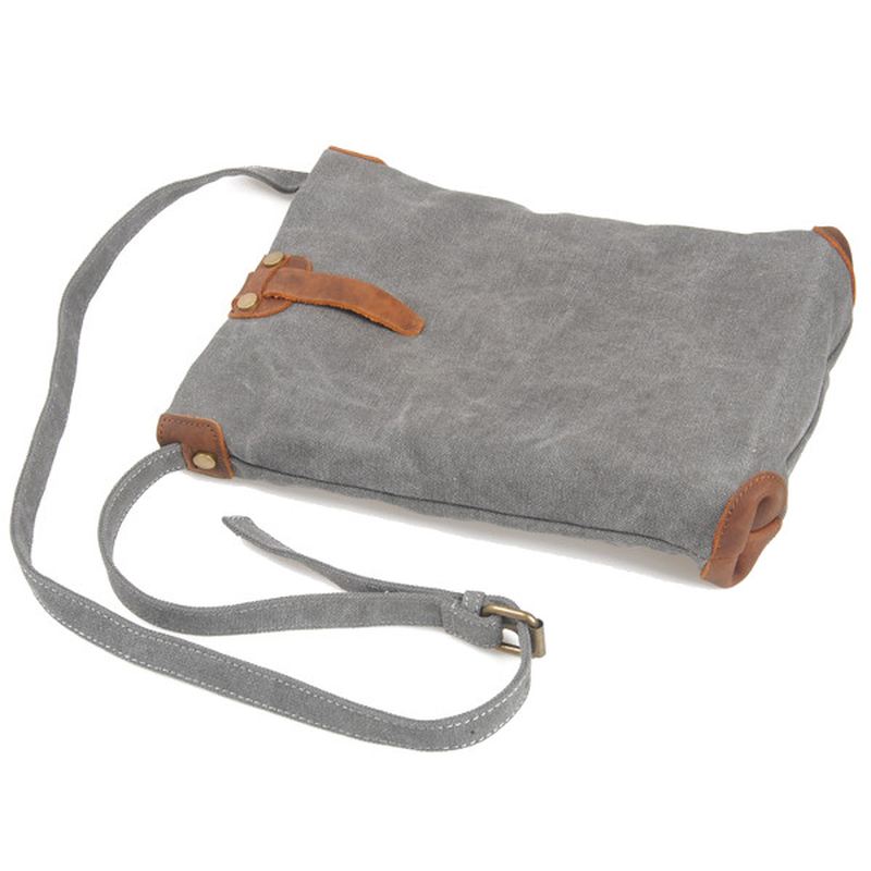 Retro Lærred Messenger Tasker I Ægte Læder Casual Skuldertasker Crossbody Tasker