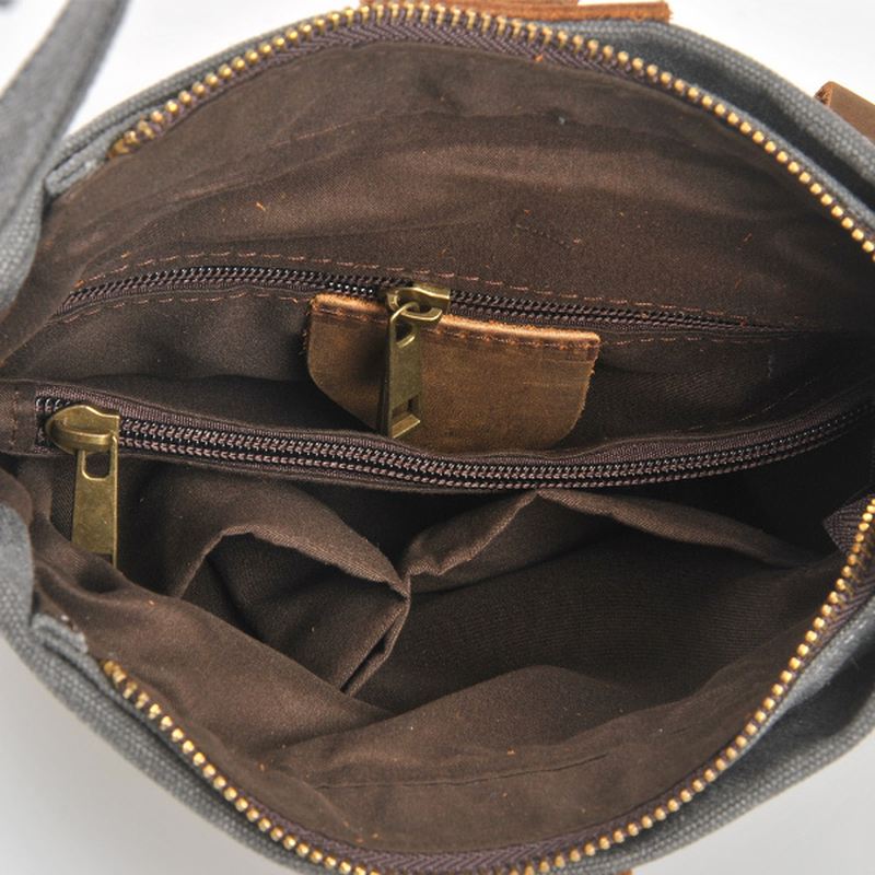 Retro Lærred Messenger Tasker I Ægte Læder Casual Skuldertasker Crossbody Tasker