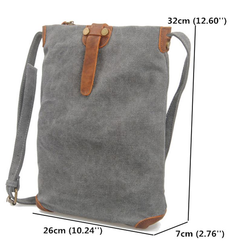 Retro Lærred Messenger Tasker I Ægte Læder Casual Skuldertasker Crossbody Tasker