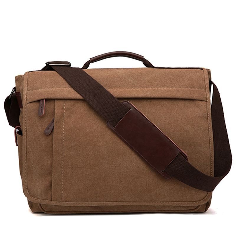 Stor Kapacitet Canvas Business Laptop-taske Skuldertaske Crossbody-taske Til Mænd