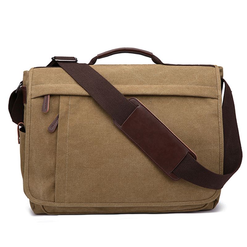 Stor Kapacitet Canvas Business Laptop-taske Skuldertaske Crossbody-taske Til Mænd