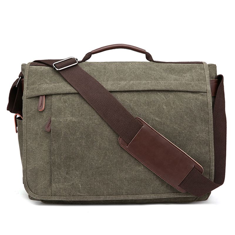 Stor Kapacitet Canvas Business Laptop-taske Skuldertaske Crossbody-taske Til Mænd