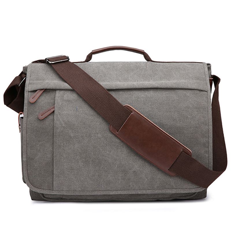 Stor Kapacitet Canvas Business Laptop-taske Skuldertaske Crossbody-taske Til Mænd