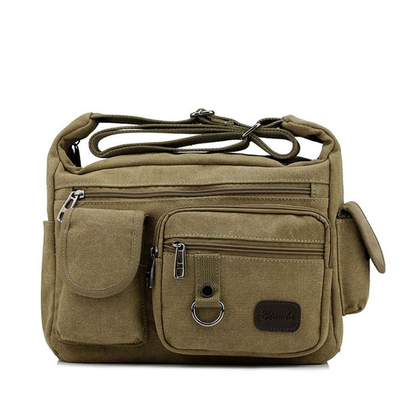 Stor Kapacitet Mænd Casual Canvas Shoulder Messenger Bag Travel Crossbody Bag