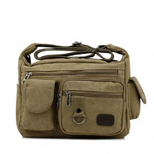 Stor Kapacitet Mænd Casual Canvas Shoulder Messenger Bag Travel Crossbody Bag