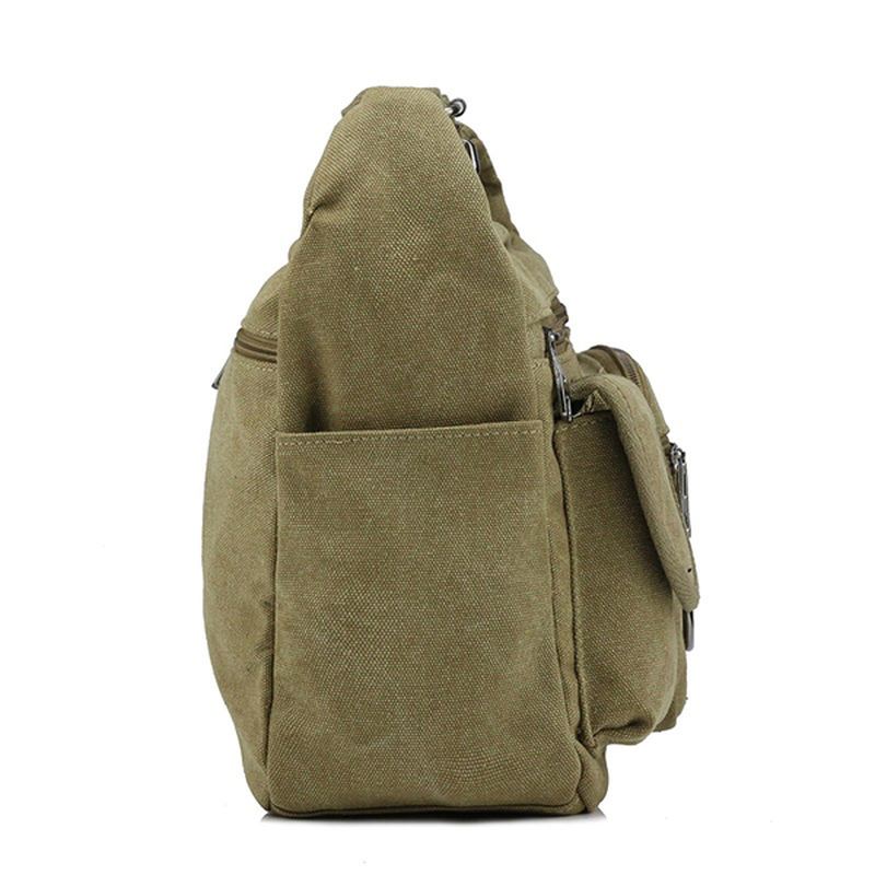 Stor Kapacitet Mænd Casual Canvas Shoulder Messenger Bag Travel Crossbody Bag