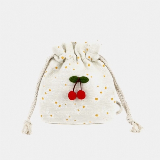 Summer Cherry Dotted Rund Straw Crossbody Bag Skuldertaske