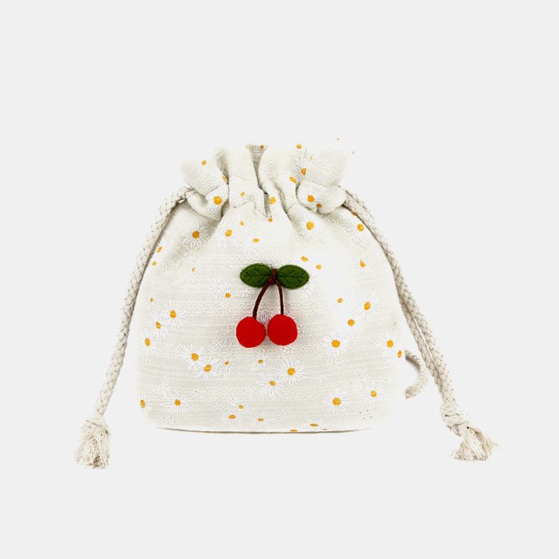 Summer Cherry Dotted Rund Straw Crossbody Bag Skuldertaske