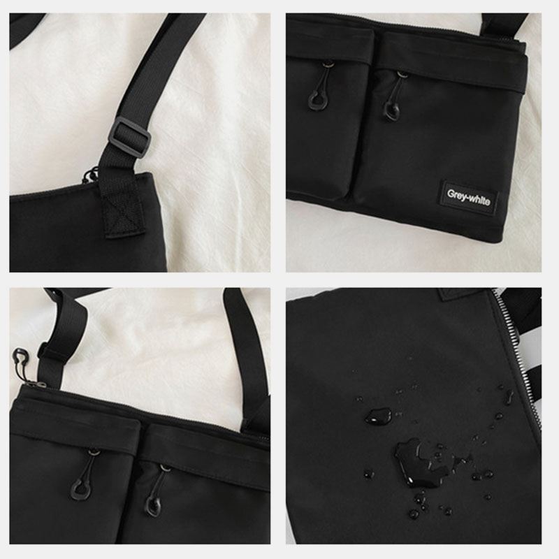 Unisex Dobbelt Frontlomme Med Lynlås Crossbody-tasker Nylon Casual Enkel Slidstærk Skuldertaske