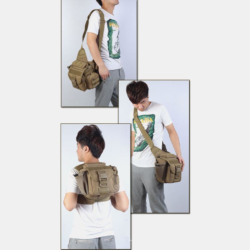 Unisex Oxford Cloth Taktisk Camouflage Udendørs Spil Ridning Multi-carry Sadeltaske Crossbody Taske Taljetaske Rygsæk