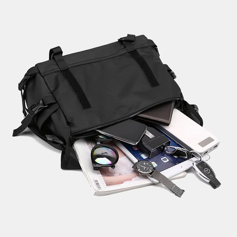 Unisex Stor Kapacitet Ryg Anti-tyveri Lomme Crossbody Tasker Minimalistisk Spænde Nylon Messenger Bag Skuldertaske