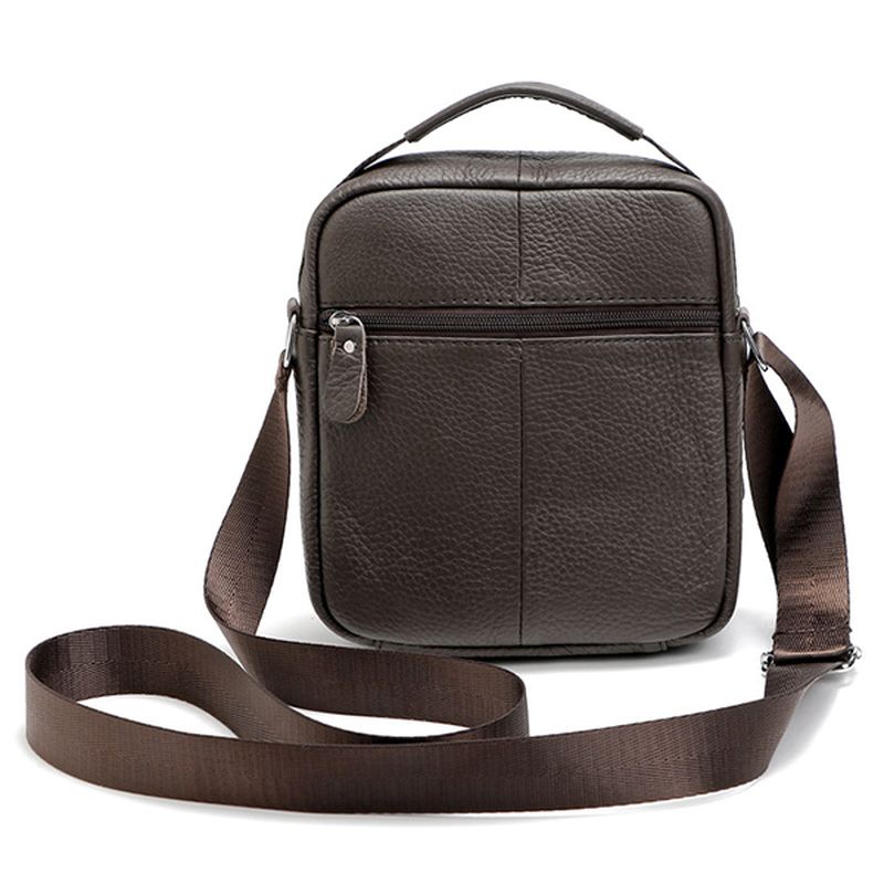 Vintage Ægte Lædersøm Casual Crossbody Skuldertaske Til Mænd