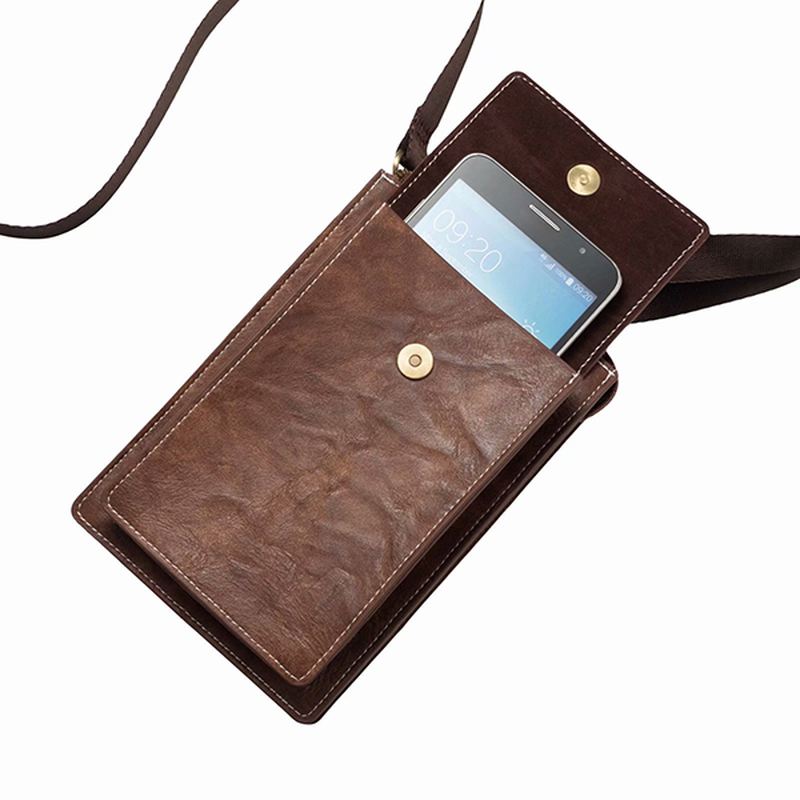 Vintage Afslappet Dobbelt Lynlås 6 Tommer Telefontaske Crossbody-taske Taljetaske Til Mænd