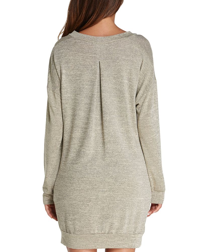 Kvinder Langærmet Side Split Loose Casual Pullover Sweatshirt Kjole Med Lommer