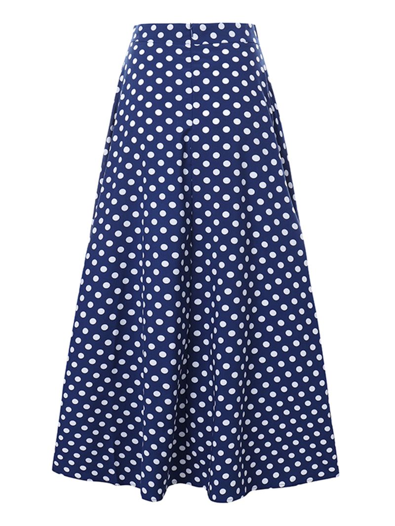 Kvinder Polka Dot Med Tryk Løse Store Swing Sidelommer Casual Lang Nederdel