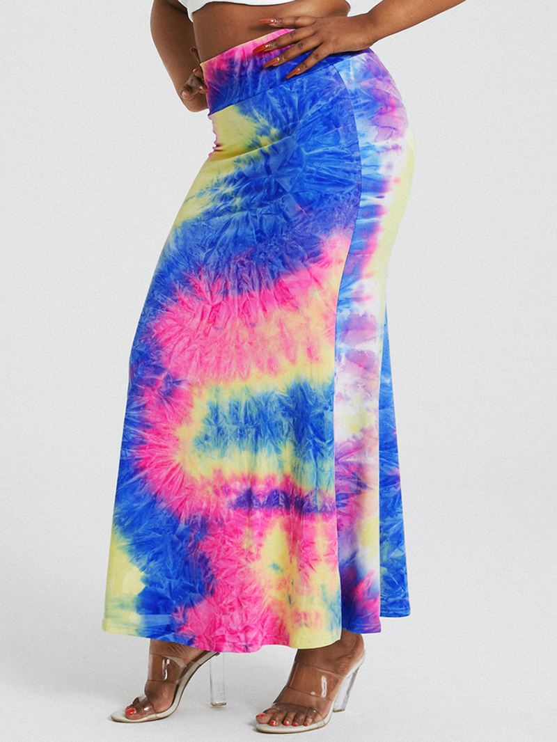 Tie Dye Med Tryk Højtaljede Balder Bodycon Lang Nederdel