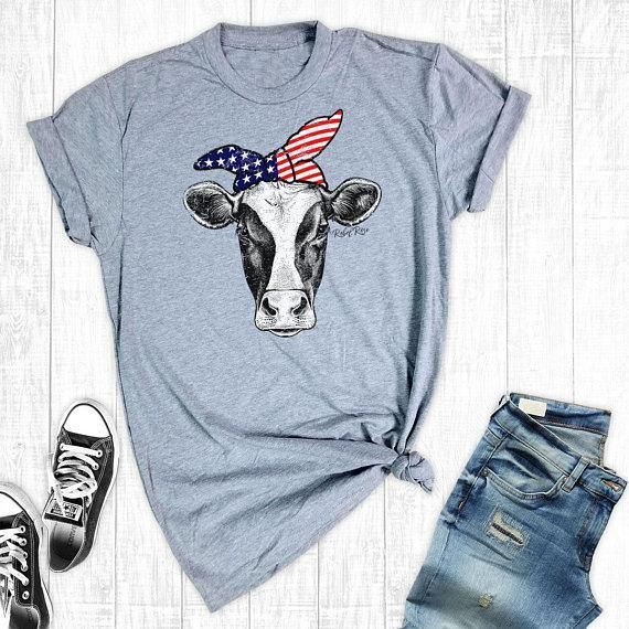 Dame T-shirts Kortærmede Farm Shirts Sommer Bomuld Grafiske Toppe & T-shirts Independence Day Dame T-shirt