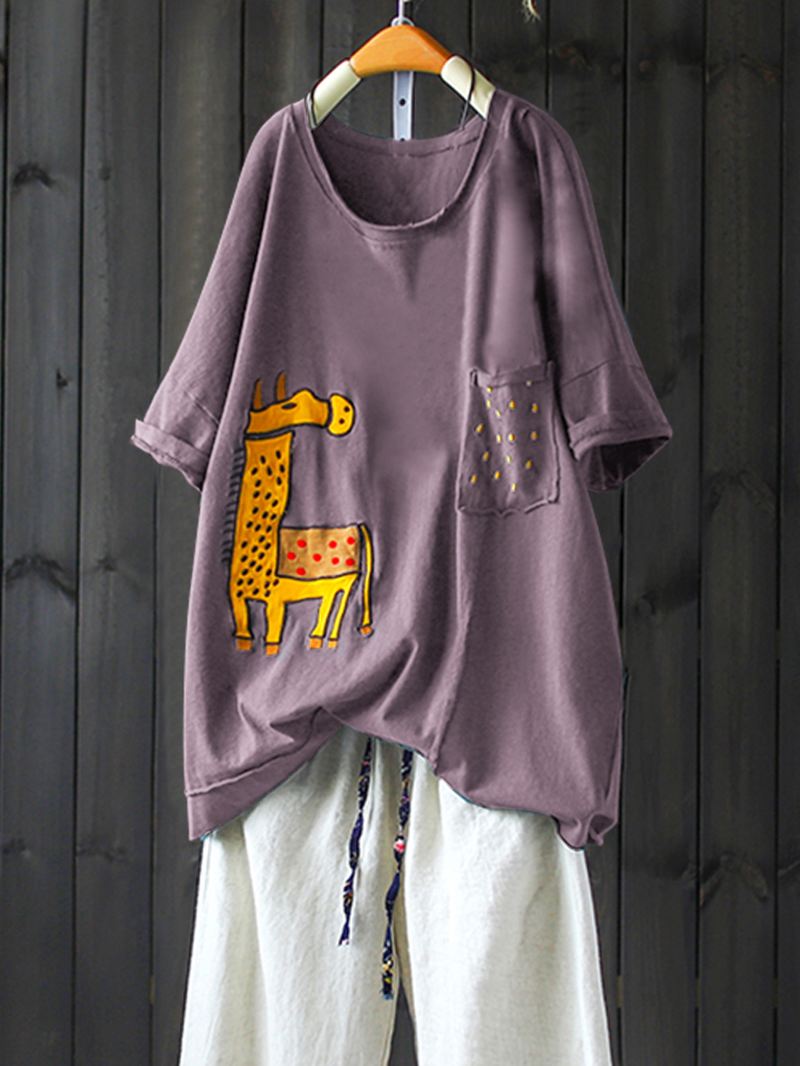 Tegneserie T-shirts Med Giraftryk