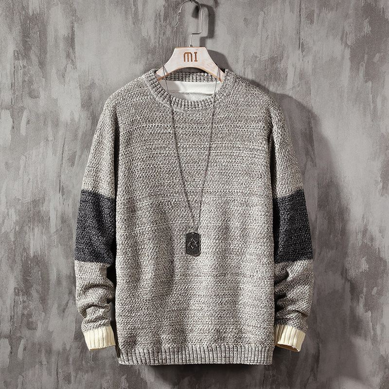 Casual All-match Løs Farveblokering Plus Størrelse Sweater