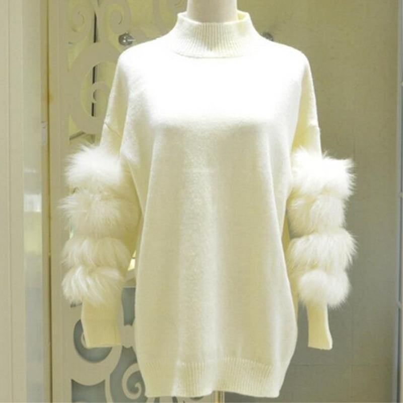 Dame Oversized Pelstrøje Vinter Truien Dames Fluffy Sweater Tunika Rullekrave Pull Femme Manche Longue