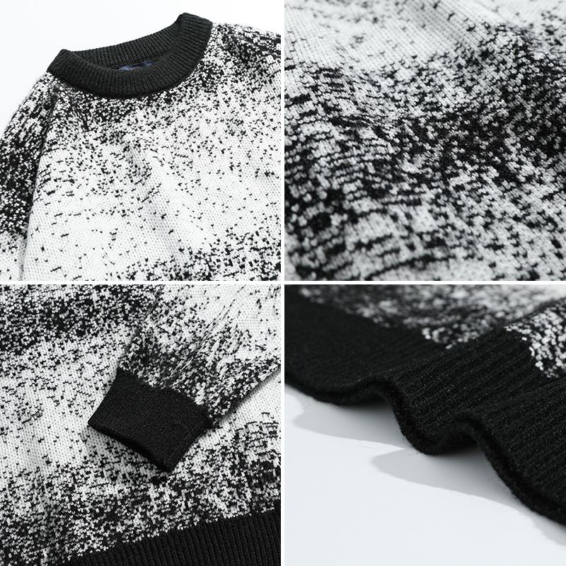 Gradient Noise Pattern Loose Crew Neck Sweater