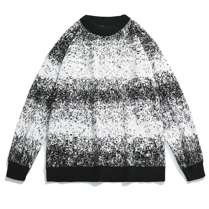 Gradient Noise Pattern Loose Crew Neck Sweater