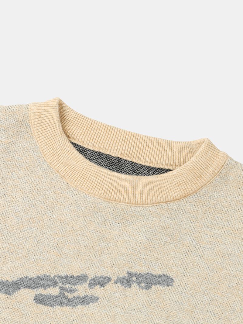 Herre Rib Strikket Mønster Drop Shoulder Casual Pullover Sweatere