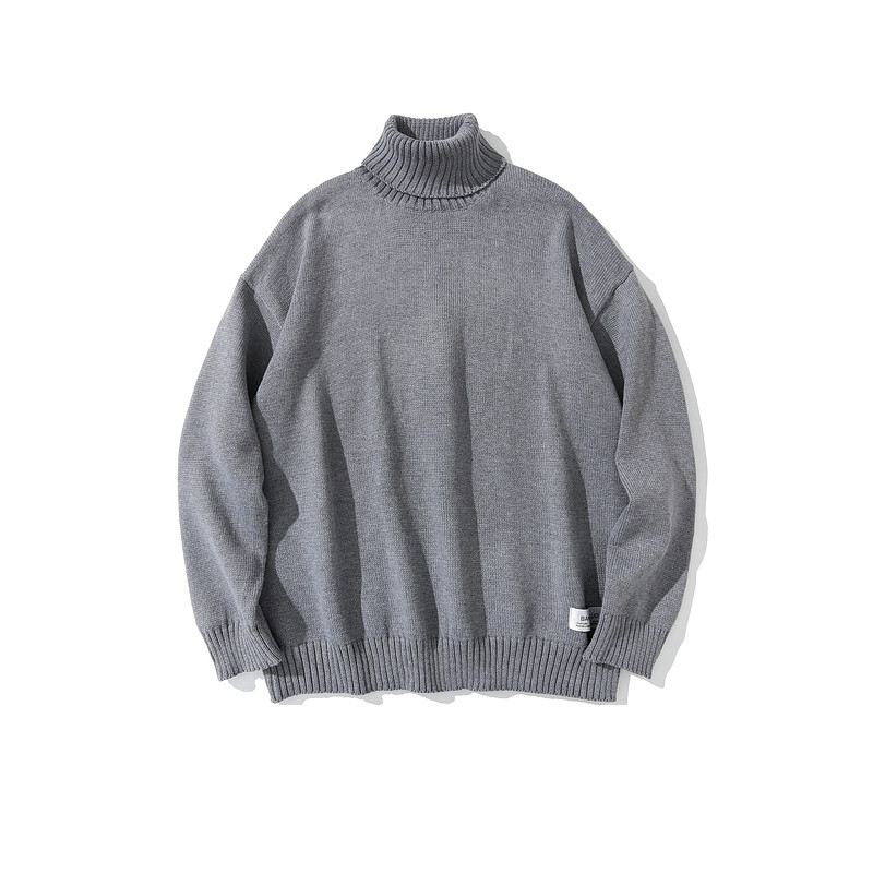 Japansk Retro Sweater Med Høj Halsudskæring Til Mænd