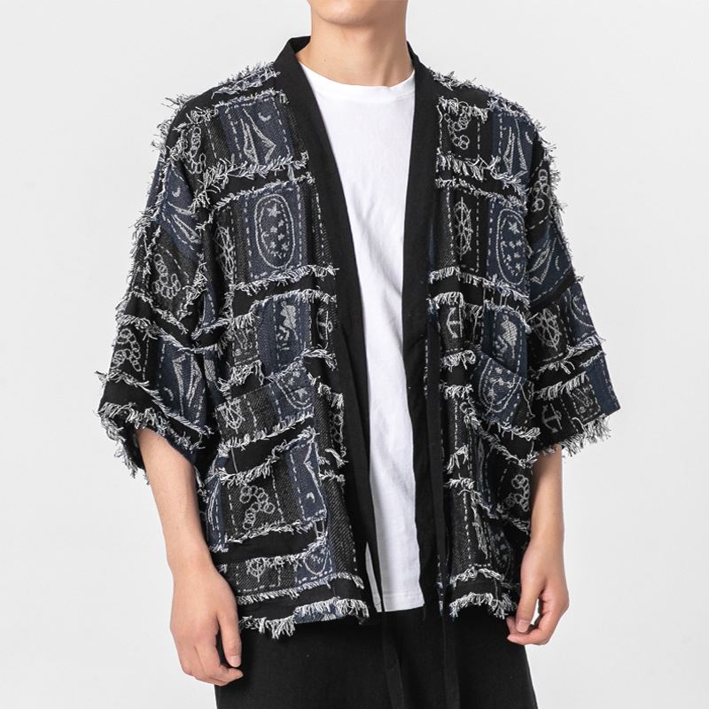 Kinesisk Stil Herre Cardigan Strikket Retro Mode Top