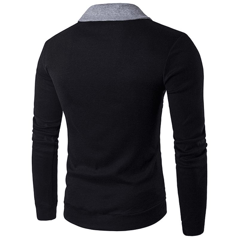 Klassisk Kort Mode Halsudskæring Sweater Til Mænd Single-breasted Hit Farve Strikning Cardigan