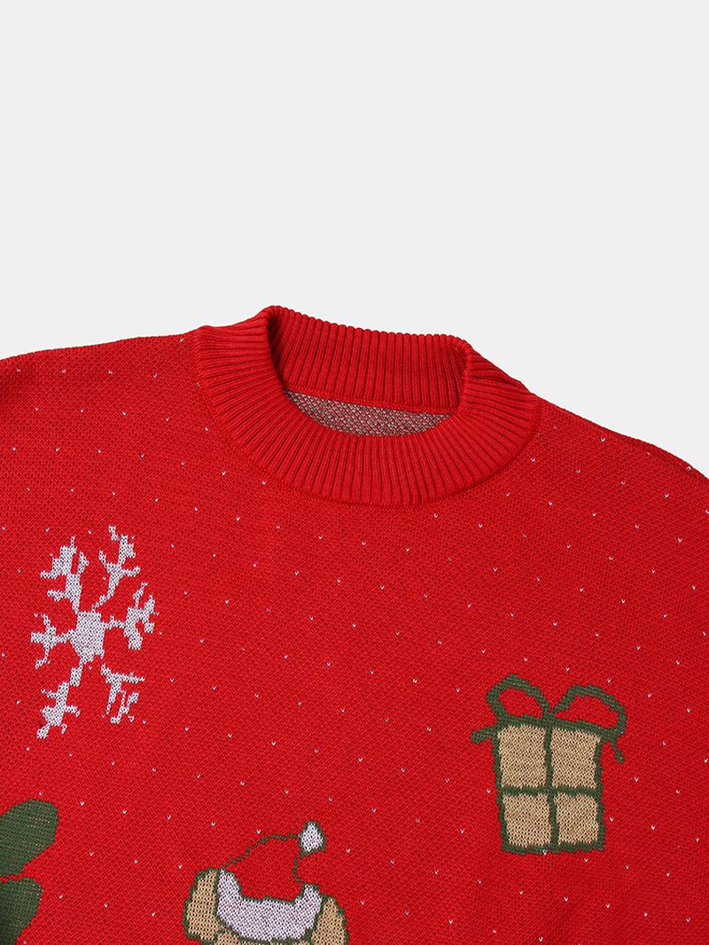 Kvinder Jul Cute Bear Med Tryk Rund Hals Casual Strikket Sweater