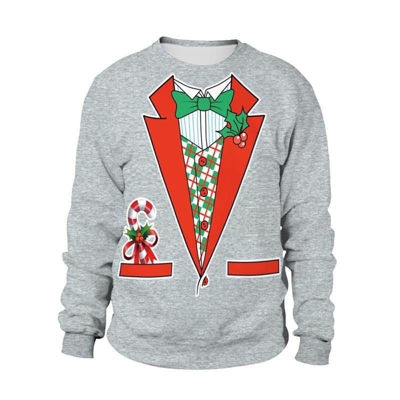 Kvinder Julesweater Efterår Unisex Jul Afslappet Løs Langærmet Rundhalsprint Sweater Light 2xl