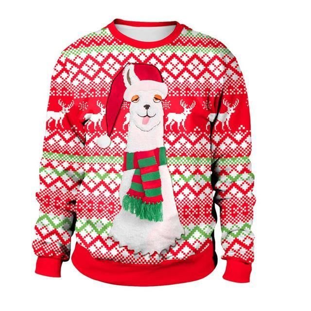 Kvinder Julesweater Efterår Unisex Jul Afslappet Løs Langærmet Rundhalsprint Sweater Light 2xl