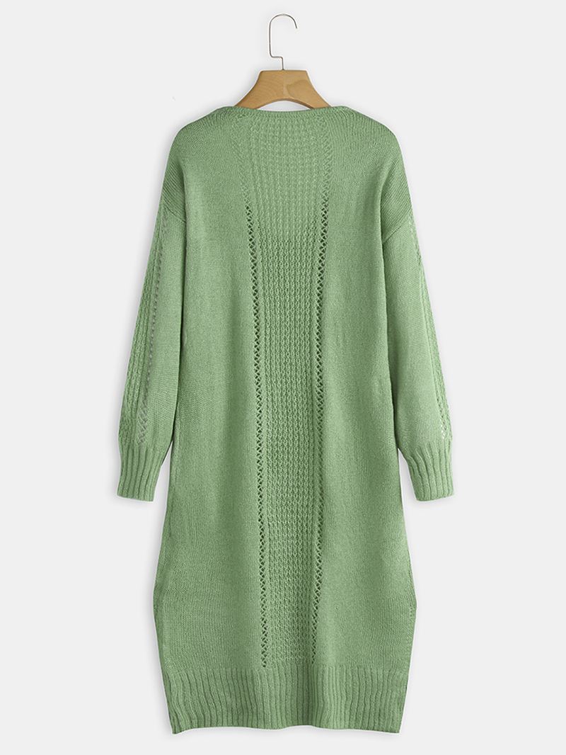 Kvinder Langærmet V-hals Solid Sweater Kjole