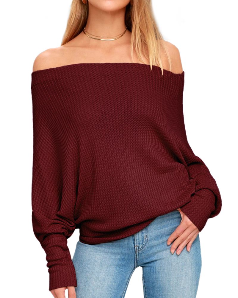 Kvinder Off Shoulder Striktrøjer Jumper Løse Pullover Toppe