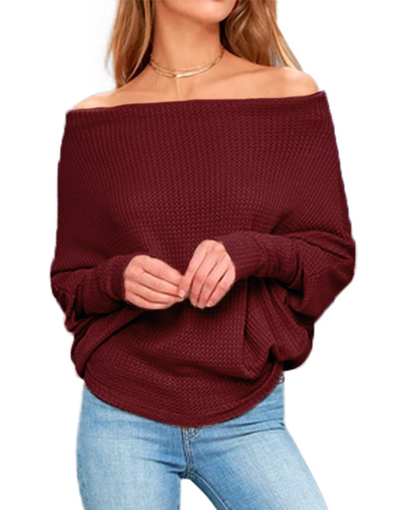 Kvinder Off Shoulder Striktrøjer Jumper Løse Pullover Toppe