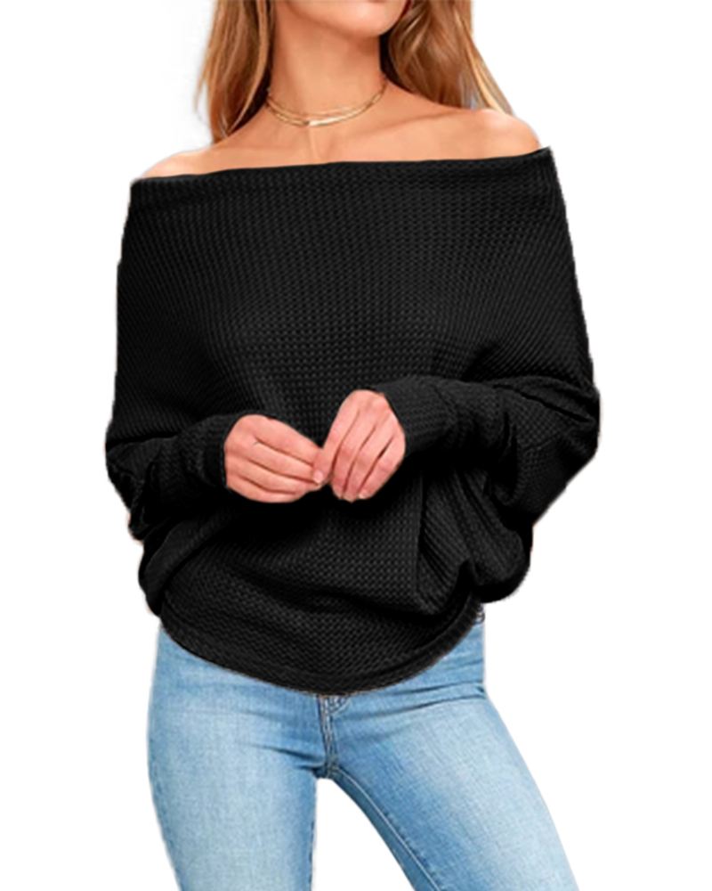 Kvinder Off Shoulder Striktrøjer Jumper Løse Pullover Toppe