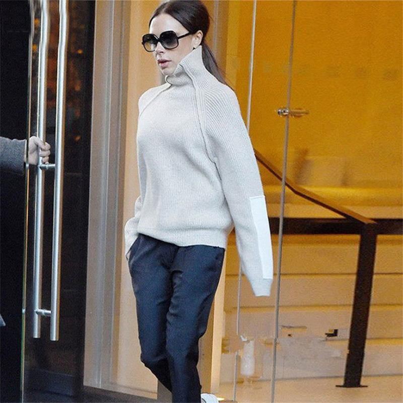 Moderigtig Langærmet Striktrøje Til Kvinder Bodycon Slim Rullekrave Efterår Vinter Pullover Cashmere Pull Femme