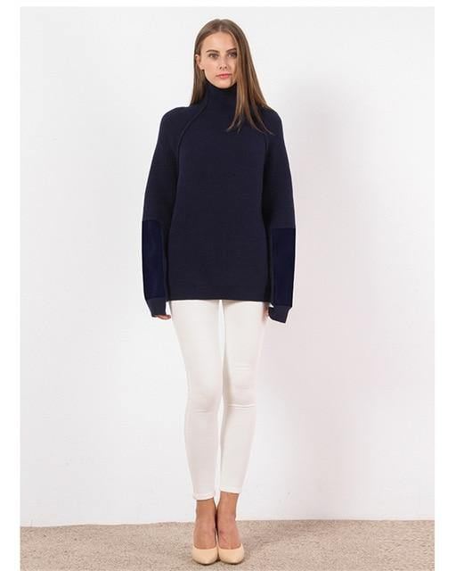 Moderigtig Langærmet Striktrøje Til Kvinder Bodycon Slim Rullekrave Efterår Vinter Pullover Cashmere Pull Femme