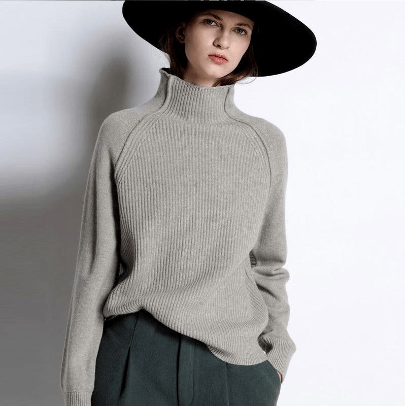 Ny Efterår Og Vinter Cashmere Sweater Kvinder Højkrave Fortykket Pullover Løs Sweater Stor Størrelse Strikket Uldskjorte