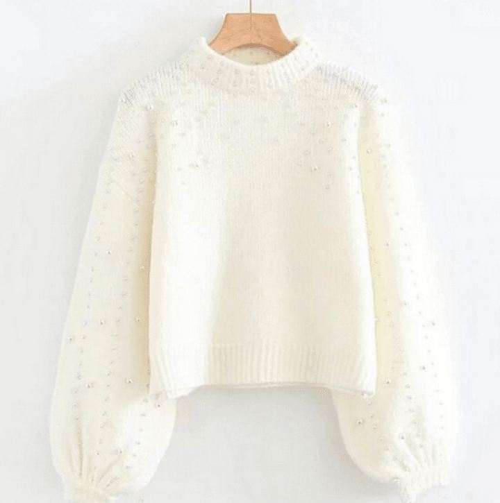 Perlekrave Vinterstrikket Sweater Dame Langærmet Grå Pullover Dame Varm Efterår Casual Sweater Pull Femme