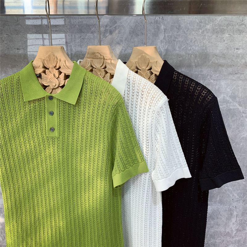 Smuk High-end Strikket Kortærmet Poloshirt