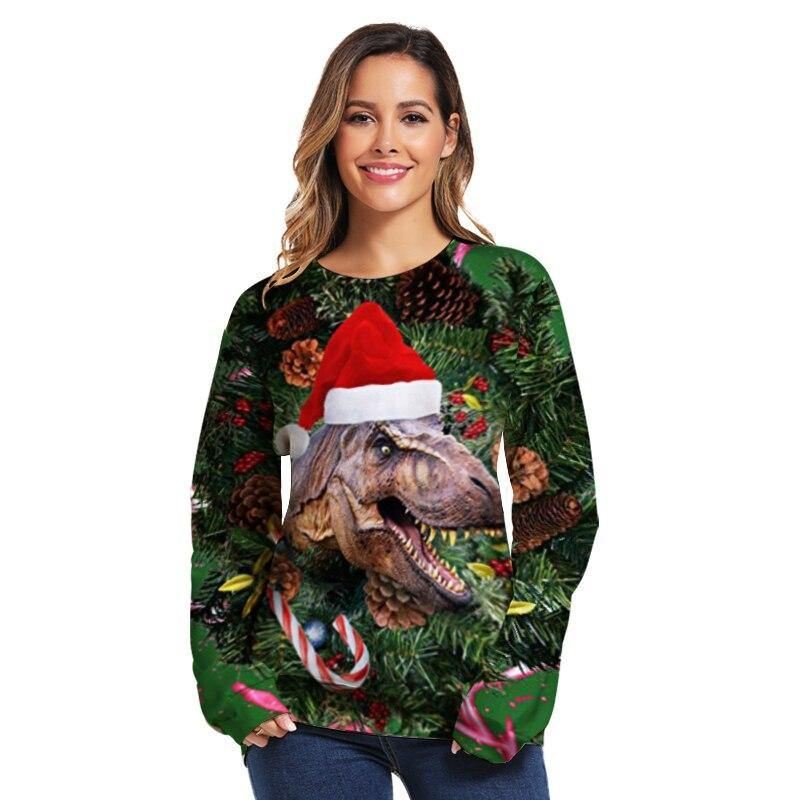 Unisex Kvinder Juletrøje Grim Juletrøje Mænd Pullover Vinter Plus Size Sjov Efterårstoppe Tøj Dinosaur