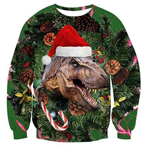 Unisex Kvinder Juletrøje Grim Juletrøje Mænd Pullover Vinter Plus Size Sjov Efterårstoppe Tøj Dinosaur