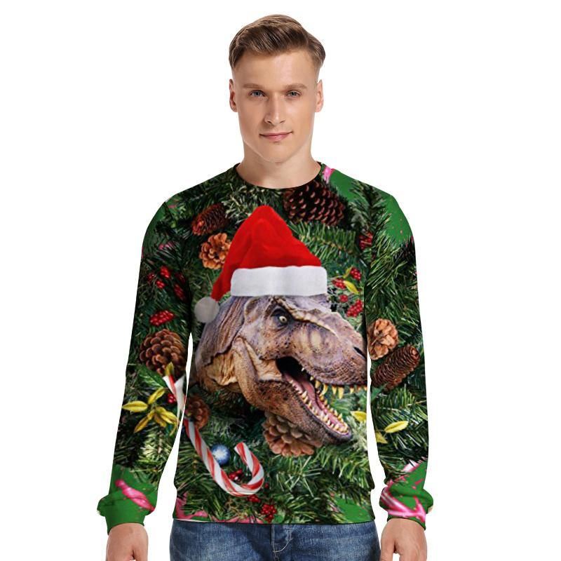 Unisex Kvinder Juletrøje Grim Juletrøje Mænd Pullover Vinter Plus Size Sjov Efterårstoppe Tøj Dinosaur