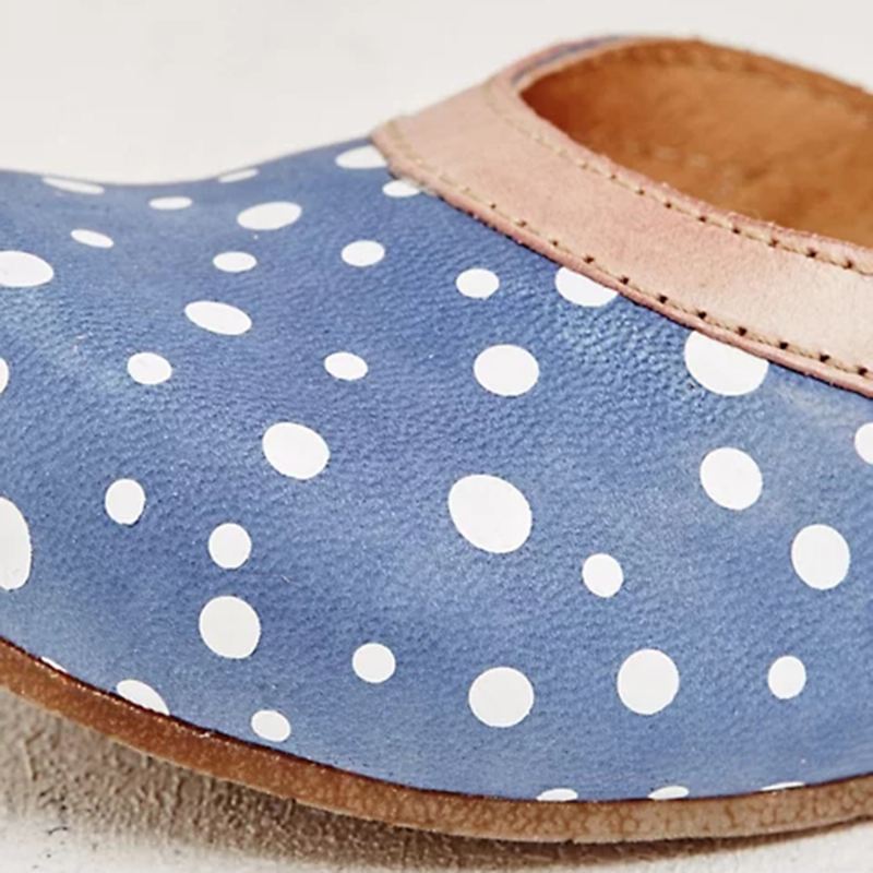 Kvinder Polka Dot Rund Tå Ankelstrop Blok Hæl Casual Hæle Pumps