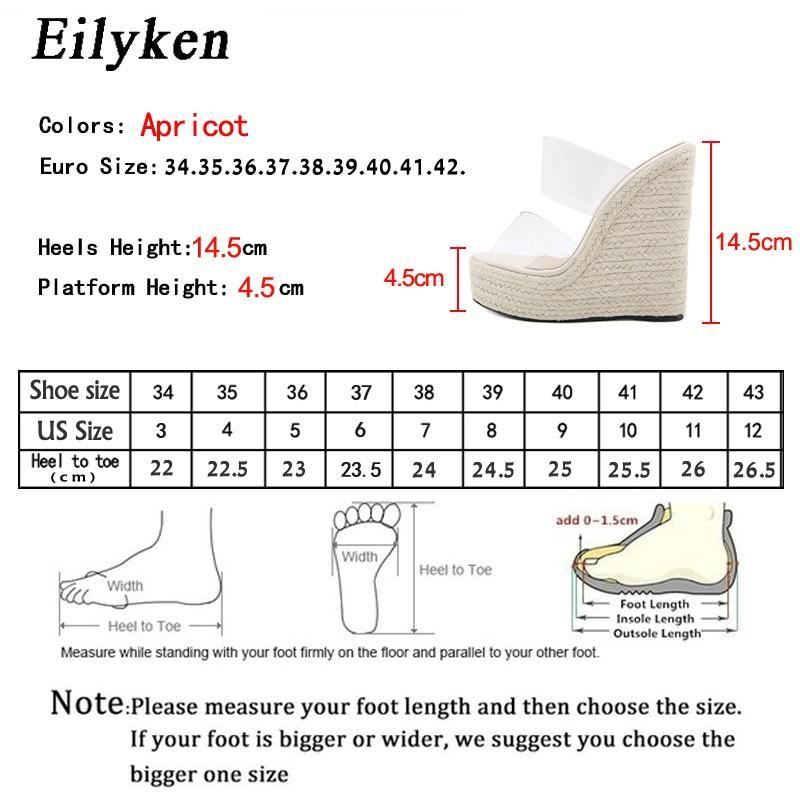 Sommer Pvc Transparent Peep Toe Stokke Halm Vævet Platform Kiler Hjemmesko Sandaler Kvinder Mode Højhælede Damesko